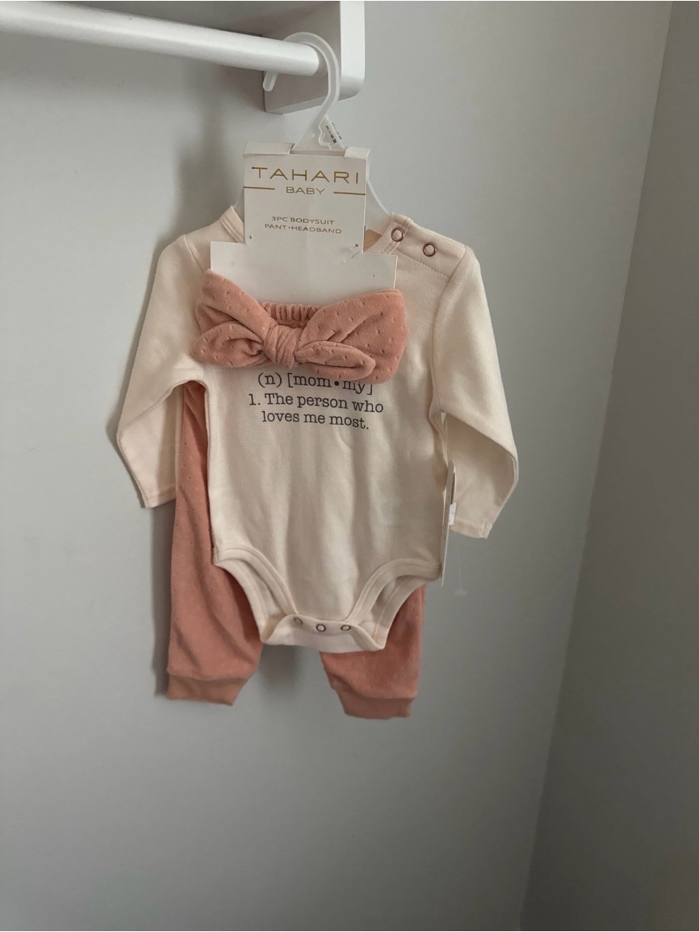 Tahari Baby Cream Bodysuit with Dusty Rose Accent